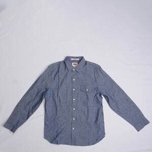 Levi's Chambray Shirt Mens M Blue Standard Fit Long Sleeve Button Up Workwear